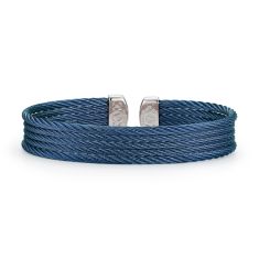 ALOR Blueberry Cable Stainless Steel 5-Row Cuff Bracelet
