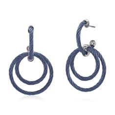 ALOR Blueberry Cable Stainless Steel Triple Hoop Drop Earrings