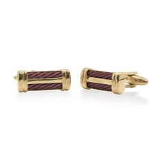 ALOR Burgundy Cable and Yellow PVD Stainless Steel Signature Cufflinks