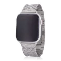 ALOR iALOR 1/2ctw Diamond 10-Row Grey Cable Stainless Steel Apple Watch Strap | 42-45mm | APL-32-0010-11