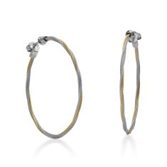 ALOR Yellow Cable and Grey Cable Stainless Steel Hoop Earrings