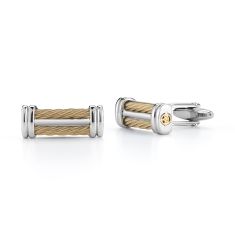 ALOR Yellow Cable and Stainless Steel Signature Cufflinks