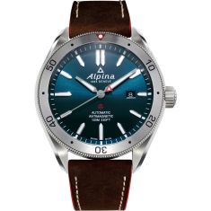 Alpina Alpiner 4 Automatic Blue Brown Leather Strap Watch | 44mm | AL-525NS5AQ6