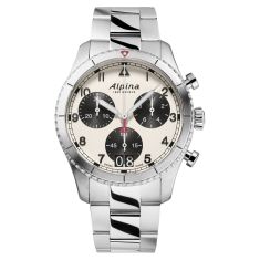 Alpina Startimer Pilot Quartz Chronograph Big Date White Dial and Stainless Steel Bracelet Watch | 41mm | AL-372WB4S26B