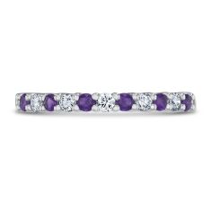 Amethyst and 1/5ctw Diamond White Gold Birthstone Ring