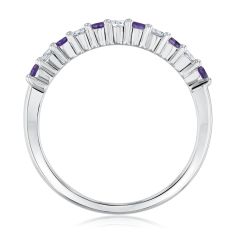 Amethyst and 1/5ctw Diamond White Gold Birthstone Ring