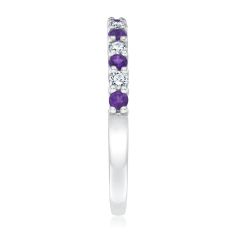 Amethyst and 1/5ctw Diamond White Gold Birthstone Ring