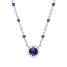 Amethyst and Purple Enamel Sterling Silver Pendant Necklace