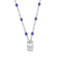 Amethyst and Purple Enamel Sterling Silver Pendant Necklace
