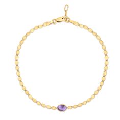 Amethyst and Yellow Gold Solid Mirror Chain Bracelet | 2.2mm