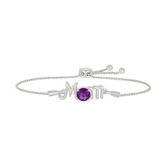 Amethyst MOM Sterling Silver Bolo Bracelet