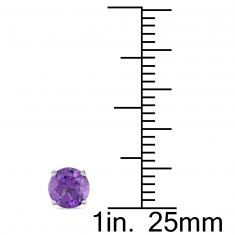 Amethyst Round Solitaire Stud Earrings