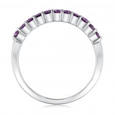 Amethyst Single Row Sterling Silver Band