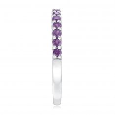 Amethyst Single Row Sterling Silver Band