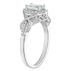 Aquamarine and 1/4ctw Diamond White Gold Ring