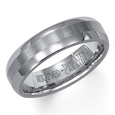 ArtCarved Grey Tungsten Carbide Comfort Fit Wedding Band 6mm