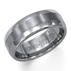 ArtCarved Grey Tungsten Carbide Comfort Fit Wedding Band | 8mm