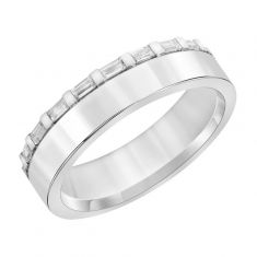 Baguette Diamond White Gold Asymmetrical Eternity Couples' Wedding Band | 5mm | ONE Collection