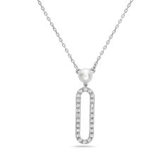 Bassali Freshwater Cultured Pearl and 1/10ctw Diamond White Gold Pendant Necklace
