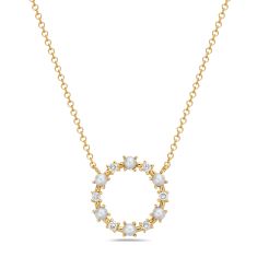 Bassali Freshwater Cultured Pearl and 1/10ctw Diamond Yellow Gold Circle Necklace