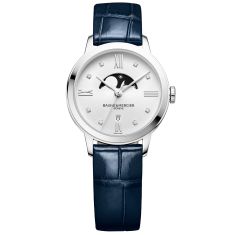 Baume & Mercier Classima 10329 Quartz Moon Phase Diamond Dial Blue Leather Strap Watch 31mm - BMM0A10329