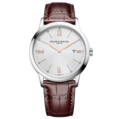 Baume & Mercier Classima 10415 Quartz Silver Dial Brown Leather Strap Watch 42mm - BMM0A10415
