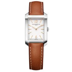 Baume & Mercier Hampton 10472 Quartz Silver Dial Brown Leather Strap Watch 35x22mm - BMM0A10472