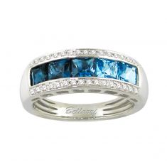 BELLARRI London Blue Topaz, Swiss Blue Topaz, and 1/8ctw Diamond White Gold Ring | Eternal Love