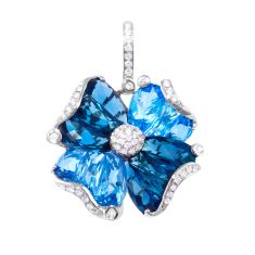 BELLARRI Mademoiselle Blue Topaz and 1/4ctw Diamond White Gold Flower Enhancer
