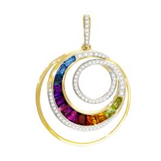 BELLARRI Malibu Wave Rainbow Gemstone and 3/8ctw Diamond Yellow Gold Enhancer