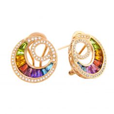 BELLARRI Multi Gemstone and 1/2ctw Diamond Rose Gold Earrings | Malibu Wave