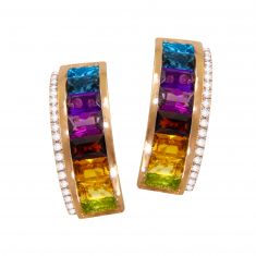 BELLARRI Multi Gemstone and 1/4ctw Diamond Rose Gold Earrings | Eternal Love