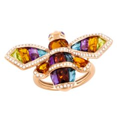 BELLARRI Multi Gemstone and 1/4ctw Diamond Rose Gold Ring | Queen Bee