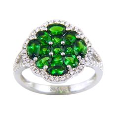 BELLARRI Princessa Green Tsavorite and 1/3ctw Diamond White Gold Ring