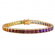BELLARRI Rainbow Gemstone Rose Gold Tennis Bracelet | Eternal Love