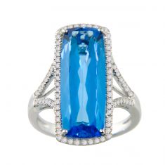 BELLARRI Swiss Blue Topaz and 3/8ctw Diamond White Gold Ring | Silk Road