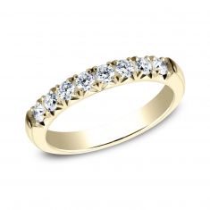 Benchmark 1/2ctw Round Diamond Butterfly Prong Yellow Gold Wedding Band | 2.5mm