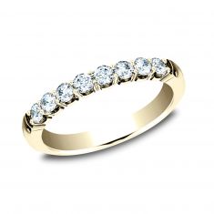 Benchmark 1/2ctw Round Diamond Crescent Shared Prong Yellow Gold Wedding Band | 2.5mm