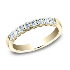 Benchmark 1/3ctw Round Diamond Crescent Shared Prong Yellow Gold Wedding Band | 2.5mm