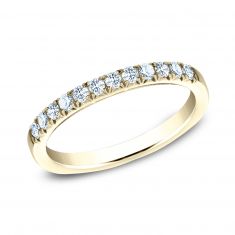 Benchmark 1/4ctw Round Diamond Butterfly Prong Yellow Gold Wedding Band | 2mm