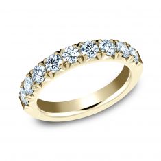Benchmark 1ctw Round Diamond Butterfly Prong Yellow Gold Wedding Band | 3mm