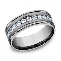 Benchmark 1ctw Round Diamond Grey Tantalum Comfort Fit Band | 8mm