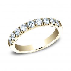 3/4ctw Round Diamond Butterfly Prong Yellow Gold Wedding Band 3mm