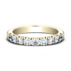 3/4ctw Round Diamond Butterfly Prong Yellow Gold Wedding Band 3mm