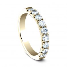 3/4ctw Round Diamond Butterfly Prong Yellow Gold Wedding Band 3mm