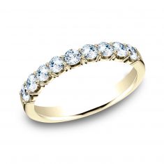 Benchmark 3/4ctw Round Diamond Crescent Shared Prong Yellow Gold Wedding Band | 3mm