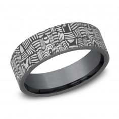Benchmark Basket Weave Pattern Darkened Tantalum Tamascus Comfort Fit Band | 7mm