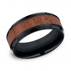 Benchmark Black Cobalt and Rosewood Inlay Comfort Fit Band | 8mm