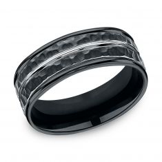 Black Cobalt Hammered Finish Center Cut Comfort Fit Band 8mm