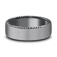 Black Tantalum Satin Finish Riveted Coin Edge Comfort Fit Band 6.5mm